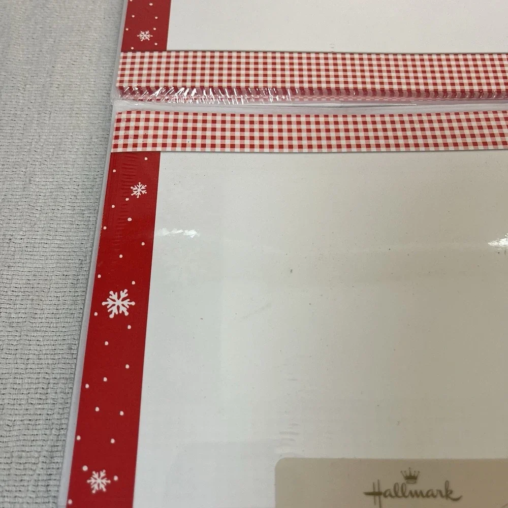 Hallmark Holiday Newsletter Photo Kit 80ct Red Gingham Snowflake Stationery NOS